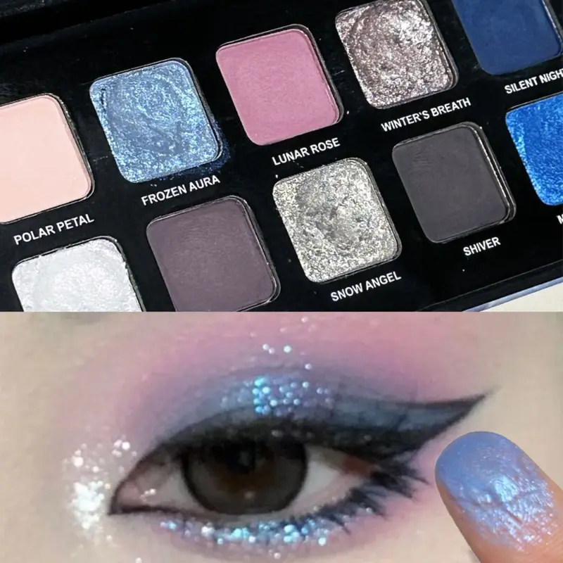 12 Colors Metallic Eyeshadow Palette Pearl Matte Sparkling Shimmer Blue Eye Shadow Highlighter Brighten Glitter Halloween Makeup — image 1