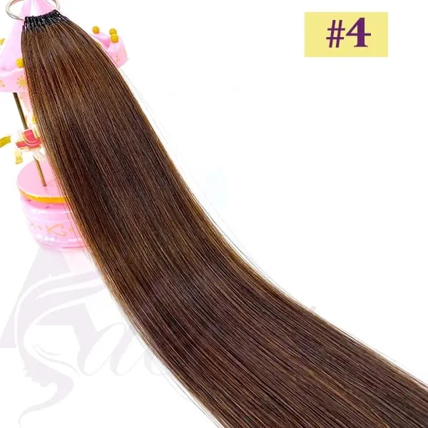 Nouveau Extensions de cheveux en plumes Double ligne, vrais cheveux naturels naturels, Microring, couleur marron blond, lisses, — image 9