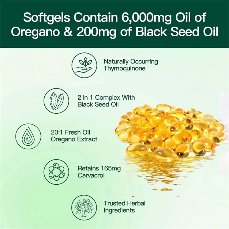 Oreganoöl-Kapseln – mit Schwarzkümmelöl – Verdauungsunterstützung, Magen-Darm-Gesundheit, Immununterstützung — image 5
