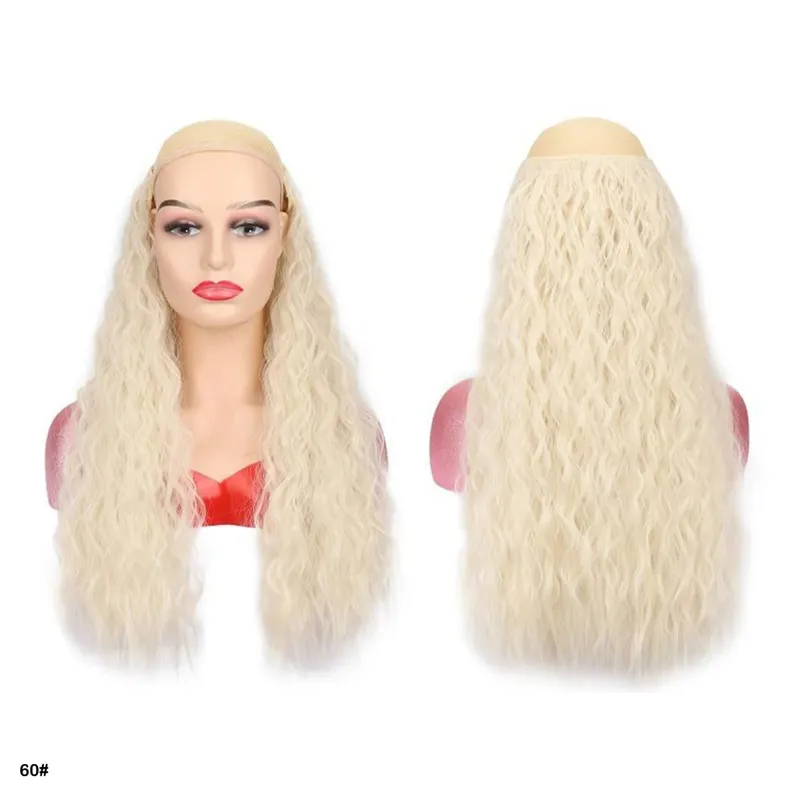 Extensions de cheveux synthétiques bouclés pince en une seule pièce 4Clips postiches longues vague profonde pour les femmes usage quotidien accessoire de cheveux de fête — image 25