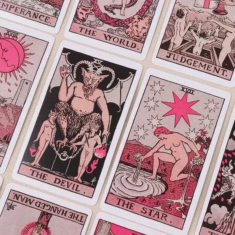 Pink Rider Waite ไพ่ทาโรต์ชุดดาดฟ้าสำหรับผู้เริ่มต้น Prophecy Divination Deck Family Party Board Fate การ์ด Fortune Telling เกม — image 3