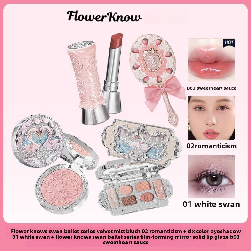 Flower Knows Makeup Sets Swan Ballet Series Gift Box Lipstick Blush Eyeshadow Palette Handheld Mirror Makeup Gift Box — image 3