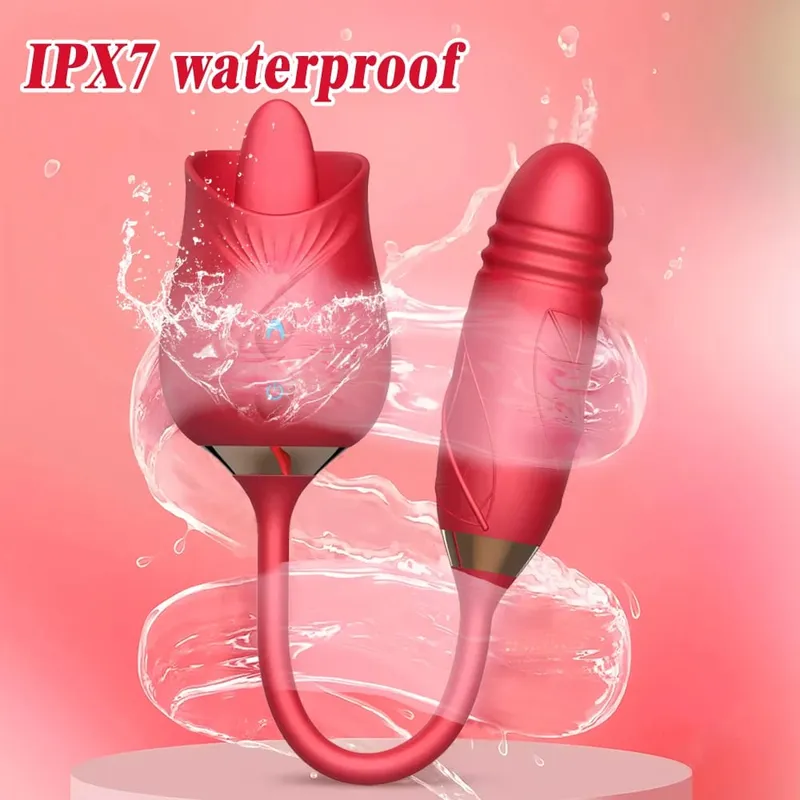Penggetar Menghisap Mawar yang Kuat dengan Tujahan Perangsang Klitoris G-Spot Massager 10 Mod Mainan Seks Boleh Dicas semula untuk Wanita — image 5