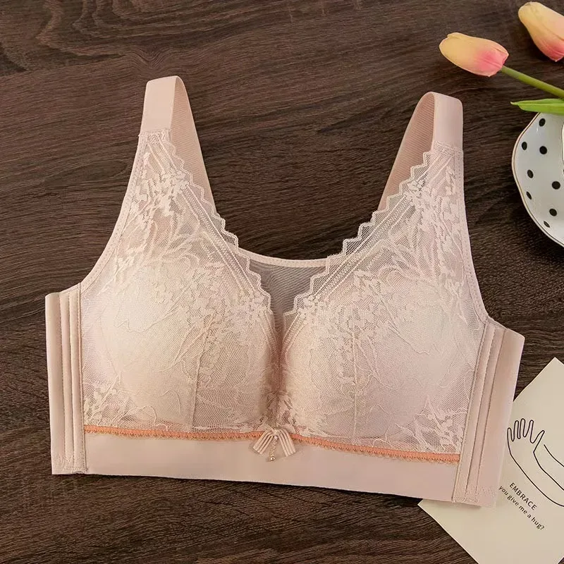 PLUS ขนาดผู้หญิง Bra บางไม่มีแหวนเหล็กสบาย Breathable Bras ชุดชั้นในปรับ Push Up ผู้หญิงเซ็กซี่ชุดชั้นใน Bra BCD ถ้วย
