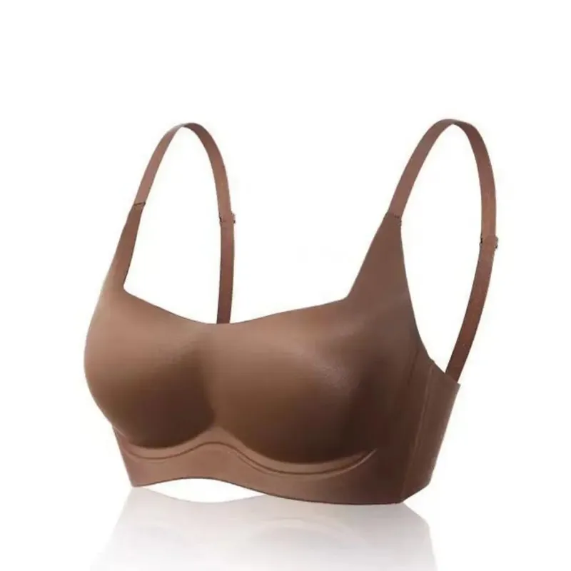 Padded Bralette Anti-sagging Lingerie Bras Solid Color Thin Lingerie Push Up Bra Skin-Hugging Invisible Seamless Bra For Women — image 3
