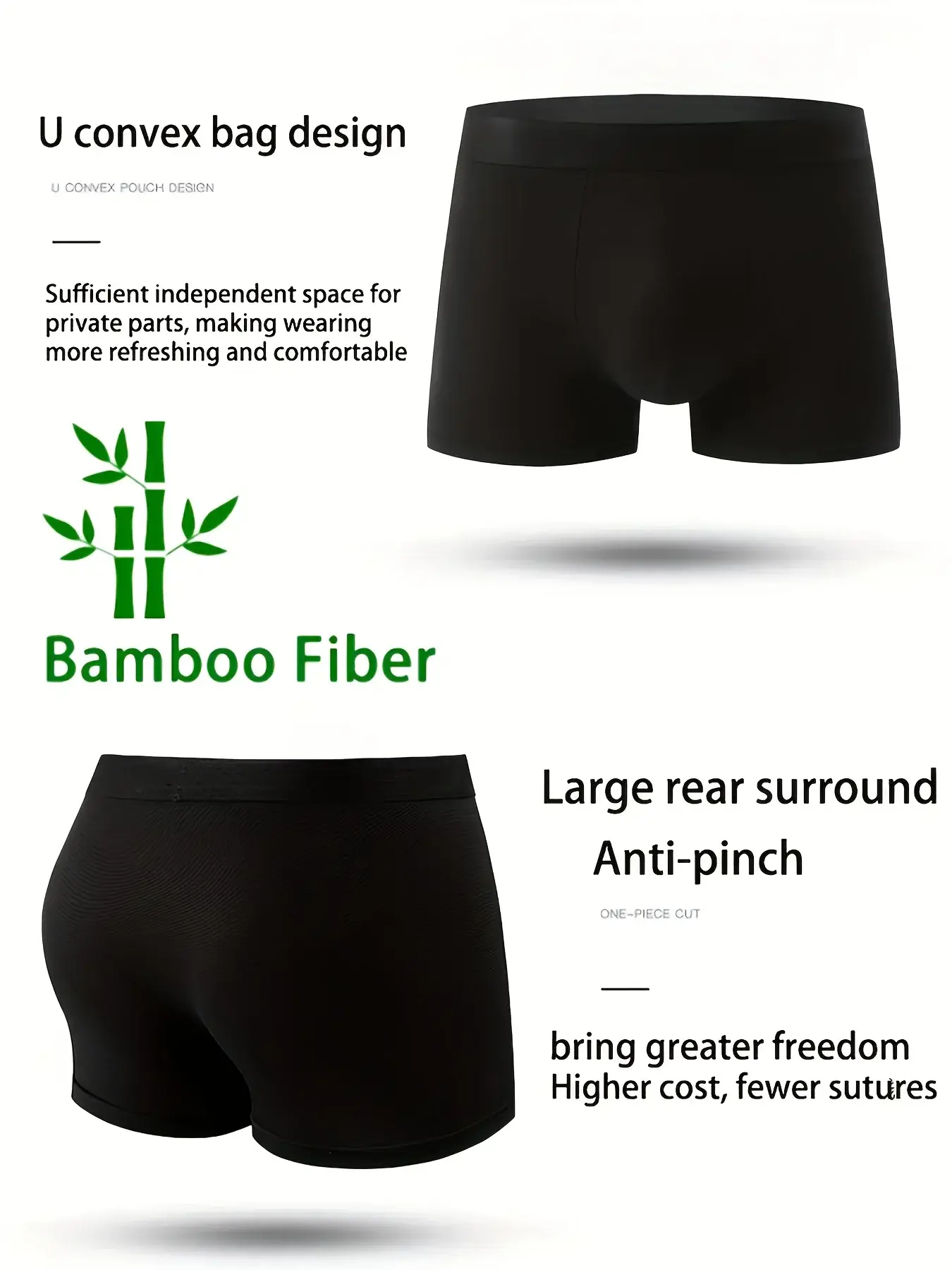 6pcs/set Bamboo Fiber Men Underwear Solid Color Men Boxer Briefs High Quality Men Panties Soft Breathable Plus Size Men Shorts — image 3