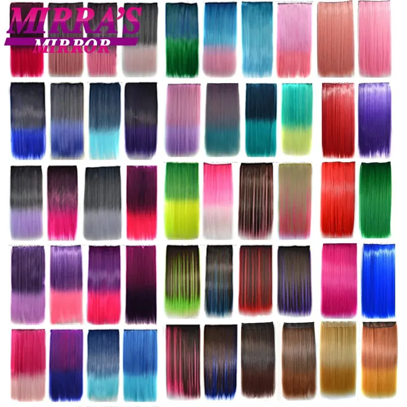 Clip In Hair Extensions With Clips Hairpieces Synthetic Extension False/Fake Hair Blonde Eunice Hair Long Hair Pieces Red Pink — image 6