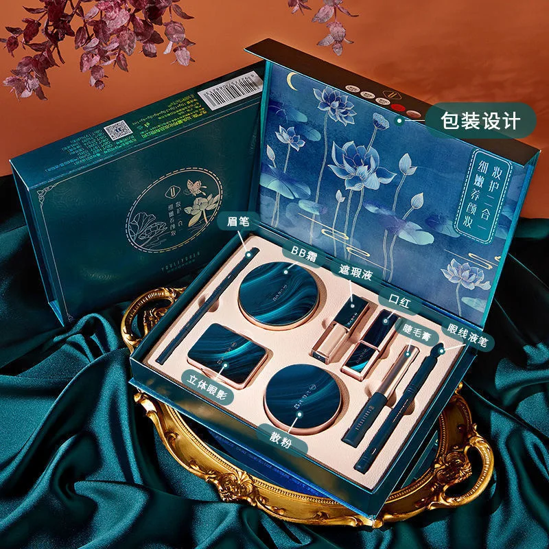 Coffret de maquillage de noël, coffret cadeau BB crème, rouge à lèvres, Eyeliner, fard à paupières, crayon à sourcils, beauté, cosmétiques, cadeau de vacances