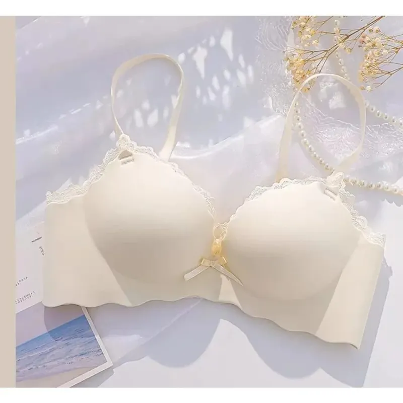 AA Cup Padded Push‑up Bra Panty Set Wireless Seamless One‑piece Lingerie Suit for Small Flat Chest Soft Daily Casual Underwear