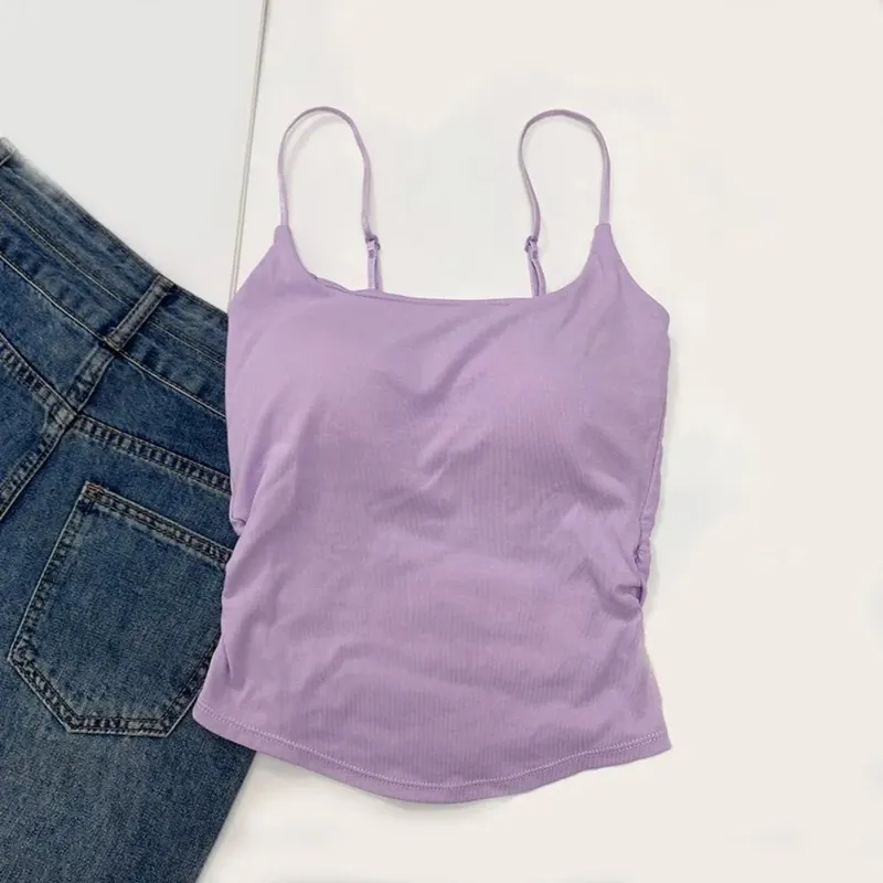 Simple Sleeveless Suspender Vest Slim Underwear Fitted Tops With Padded Cups Camisole Sports Activities — image 15