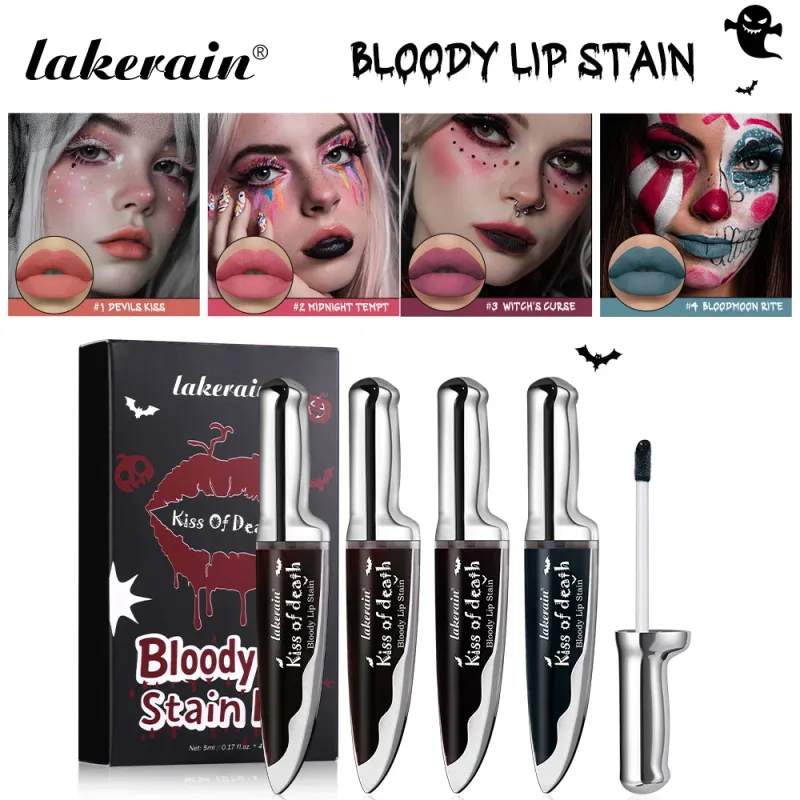 Halloween-Horror-Make-up-Set, hochgesättigte Farbe, langlebig, leicht zu entfernen, sichere Formel, künstlicher Blut-Lippenfleck für Halloween-Cosplay