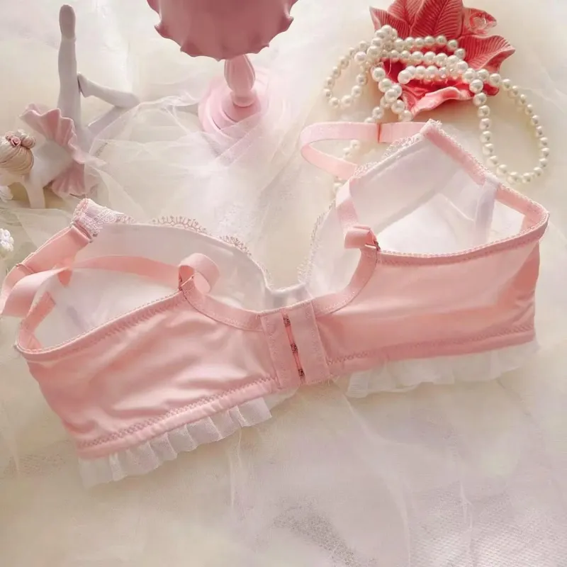 Ultra-beautiful small fresh bras embroidery thin cup student girls cute lingerie push up sexy underwear bra set — image 3