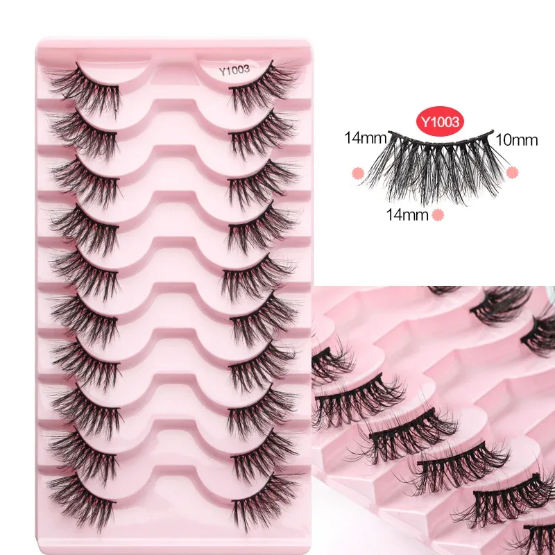 Mezze Ciglia Cat Eye Ciglia 3/5/10 Paia Ciglia Finte Soffici Morbide Aspetto Naturale Fascia Trasparente 3D Ciglia di Visone Estensione trucco