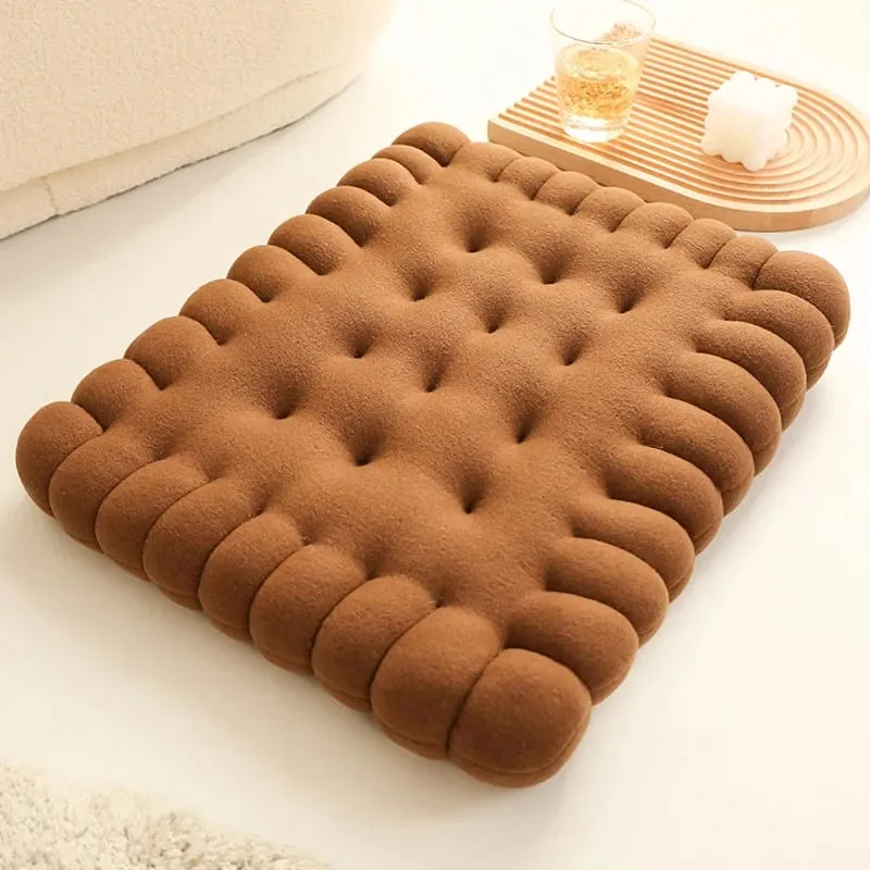 Echtes Keks-Form-Plüschkissen, weiches kreatives Kissen, Stuhl, Autositz-Pad, dekoratives Keks-Tatami-Rückenkissen, Sofa, Zuhause
