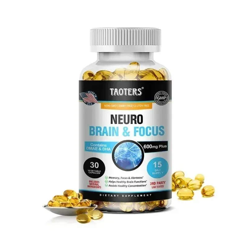 Memory Focus Clarity Energy Brain Supplement - Nootropic Brain Booster DMAE Vitamins A C D E B1 B2 B3 B5 B6 Capsules