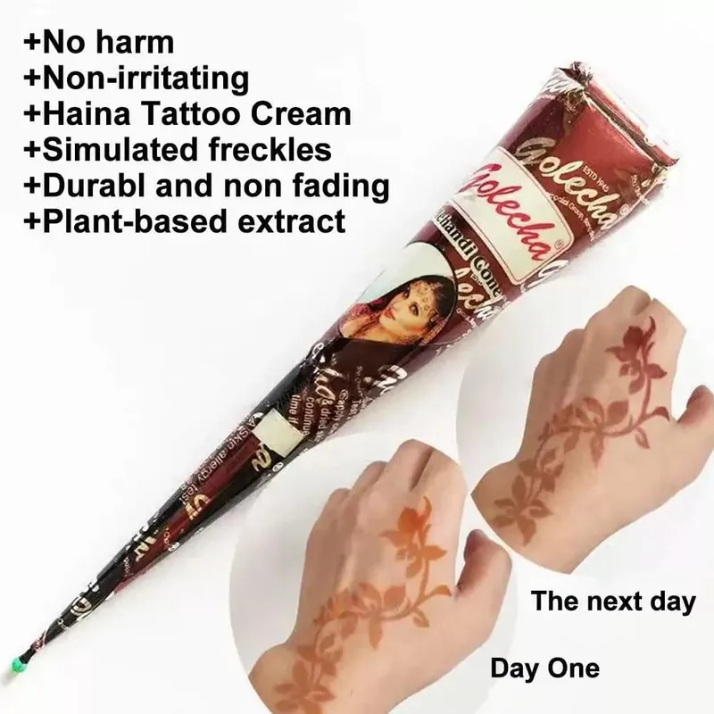 Black Henna Body Paint ศิลปะแฟลชชั่วคราว Tattoo วางกรวยเซ็กซี่ Tattoo งานแต่งงานอินเดียสีสำหรับอุปกรณ์สัก Wholsal Q6Y5 — image 4