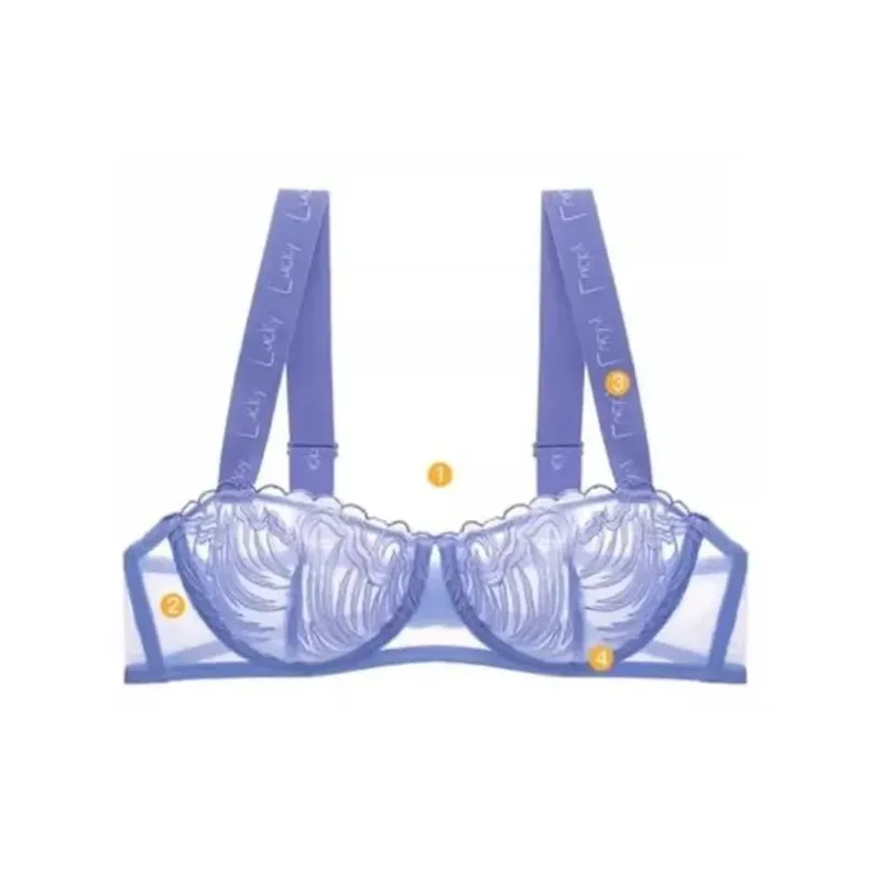 Minimizer bh-set van Frans kant - Halve cup beugelloze ondersteuning Doorschijnende bralette met volledige buste, gekruiste rug en kanten cups — image 6