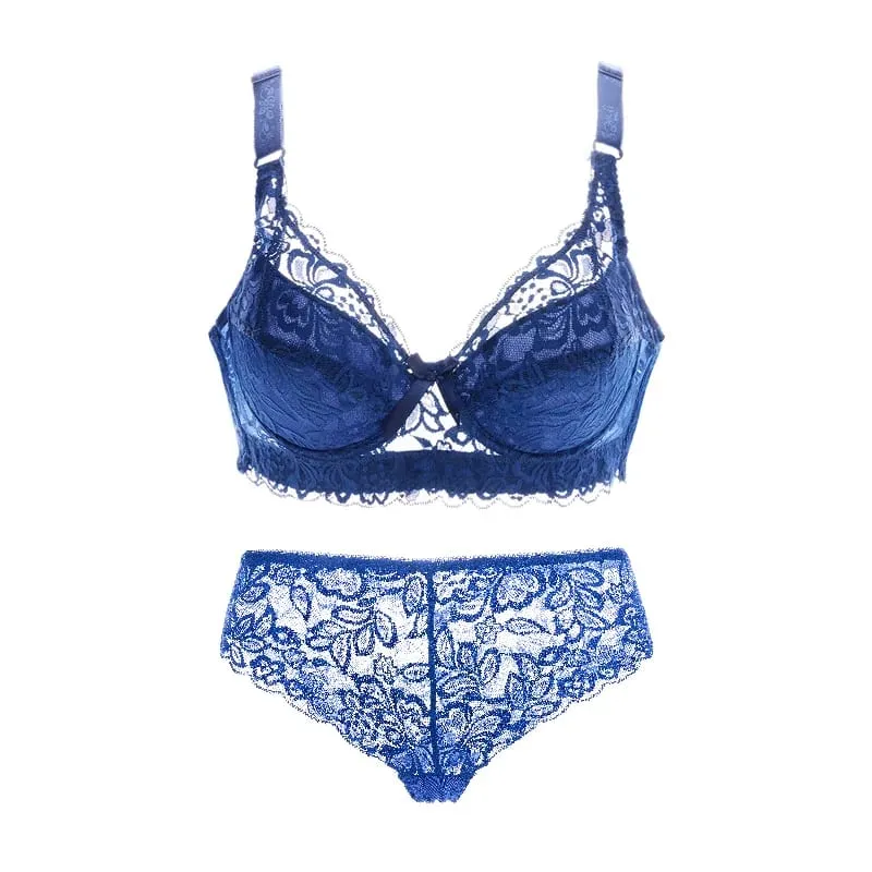 Sexy Bras Set Lace Panty Thin Brief Plus Size Women's Bralette Set Push Up Brassiere Girl Top BH Lingerie Intimates BCD 42 44 46 — image 2