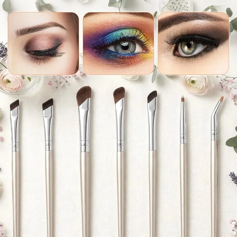 7 ชิ้น Professional Eye ชุดแปรงแต่งหน้า Bent Angled Eyeliner & คอนซีลเลอร์แปรง Under Eye Aegyo Sal Tear Trough Shadow เครื่องมือ — image 2