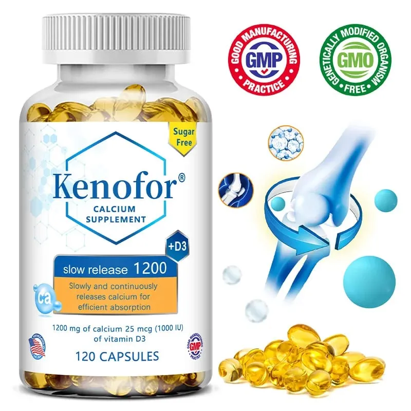 Supplément de calcium à libération prolongée de 1 200 mg avec vitamine D3 pour soutenir la santé des os musculaires et du système digestif — image 1