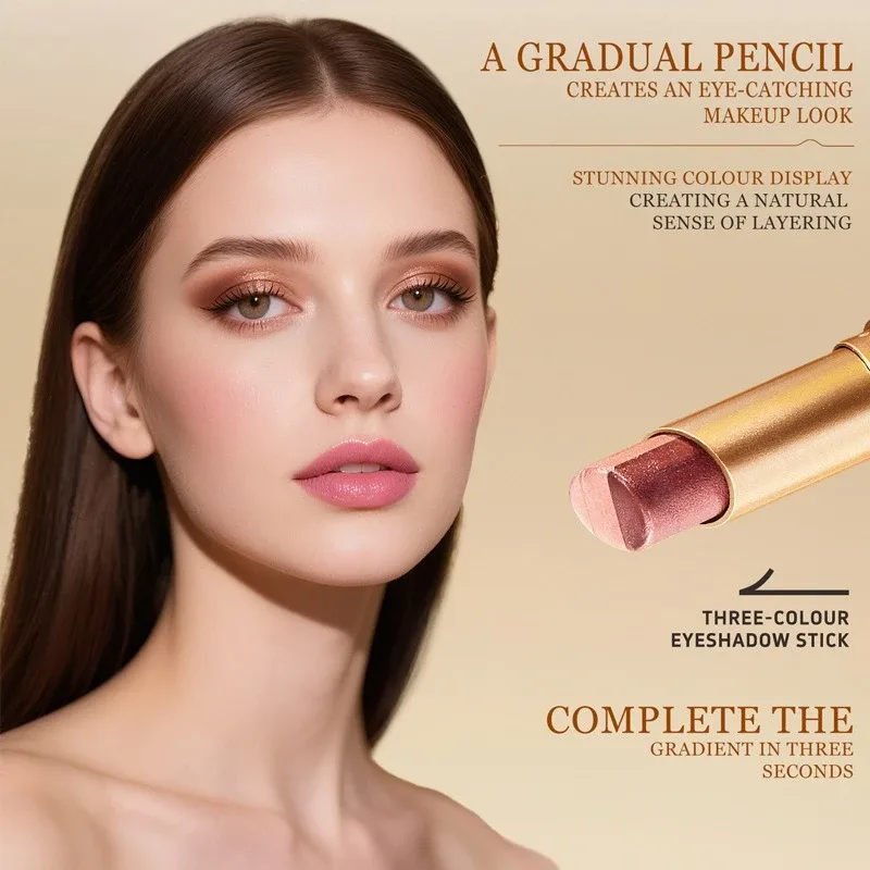 Bâton d'ombre à paupières nacré mat 3 couleurs, imperméable, brillant Durable, maquillage pour les yeux fumé, cosmétiques, bâton d'ombre à paupières longue durée — image 4