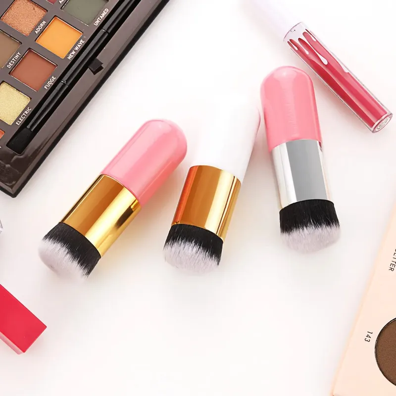 1 Uds. Nuevo pincel de base Chubby Pier, pinceles de maquillaje de crema plana, pincel de maquillaje cosmético profesional — image 4