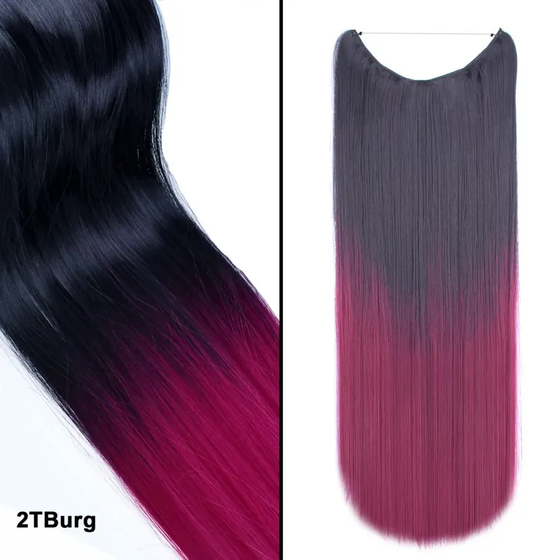 Jeedou ที่มองไม่เห็น Hair Extension Multi สี Ombre ลวด One Piece ตรงหยักสังเคราะห์ทนความร้อน Hairpiece สำหรับผู้หญิง — image 8