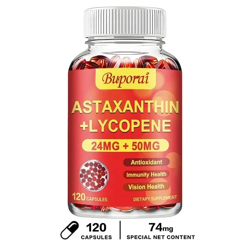 Astaxanthin + Lycopin-Kapseln – Antioxidans unterstützt das Sehvermögen des Herzens und die Gesundheit der Prostata verbessert die Immunität