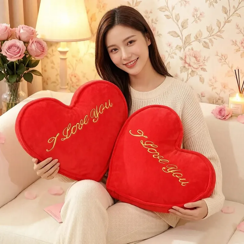 35x30 ซม.หัวใจสีแดงหมอน Plush ตุ๊กตา I LOVE U กลับสนับสนุนเบาะรองนั่งนุ่มวันวาเลนไทน์ party ตกแต่งแฟนของขวัญ — image 2