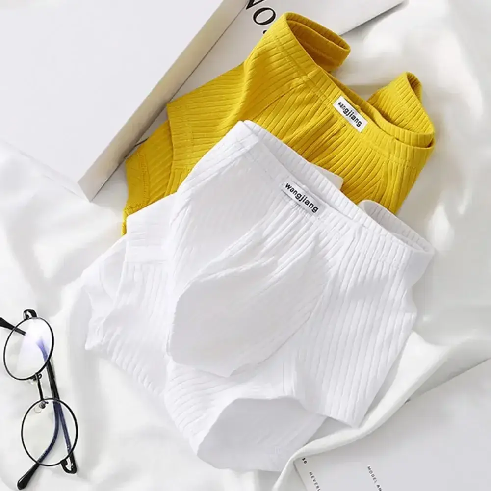 1PCS/3PCS/9PCS Men Boxer Shorts Low-rise Solid Color Ribbed Panties Underpants — image 4