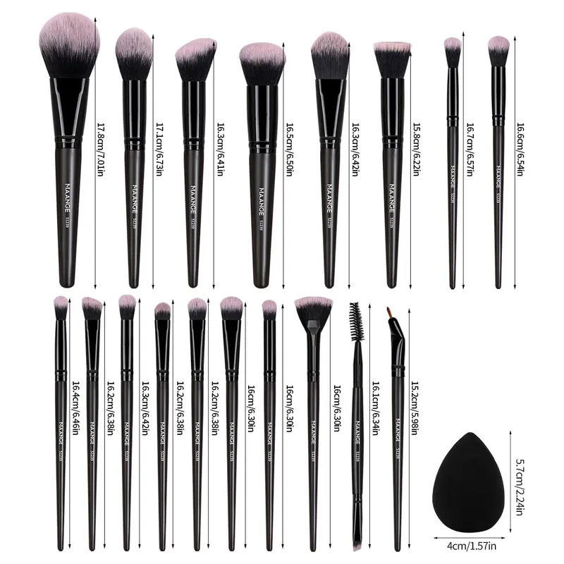 Sada 18ks profesionálních štětců na make-up s 1ks Powder Puff Soft Detail Foundation Contour Blush Brush Beauty Tools — image 6