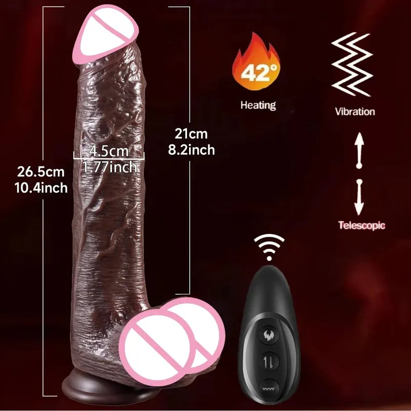 Gode réaliste vibrateur télescopique en Silicone, pénis de Masturbation pour femmes, bite de poussée, chauffage pour adultes, jouets sexuels télécommandés — image 14