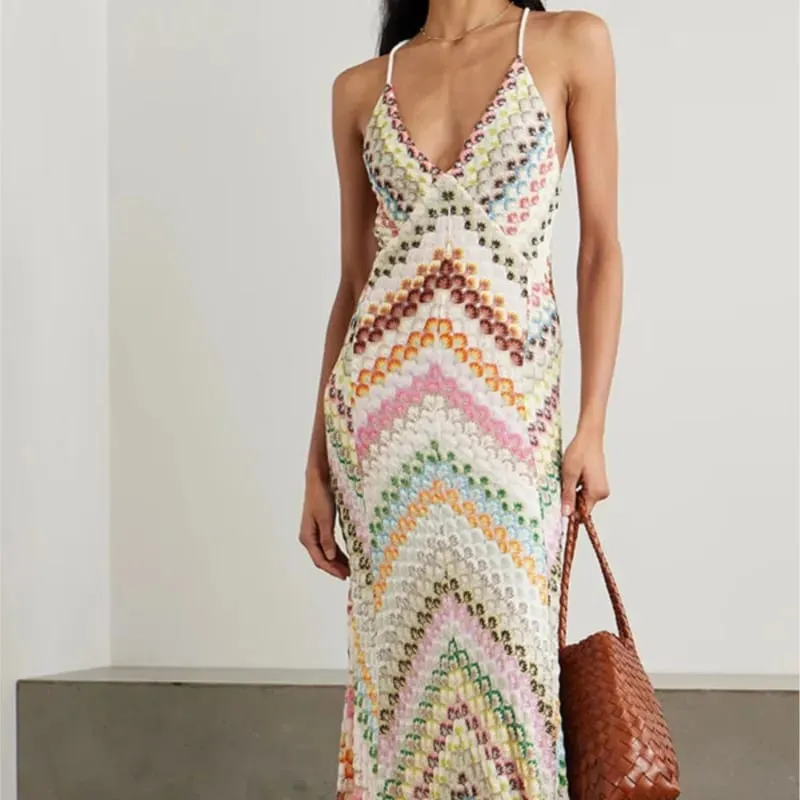 ฤดูใบไม้ผลิฤดูร้อนหญิง Boho Maxi ชุดเดรส Retro ผู้หญิงวันหยุดกระโปรงยาวเซ็กซี่ลึก V คอชุดลำลองปาร์ตี้ streetwear — image 4