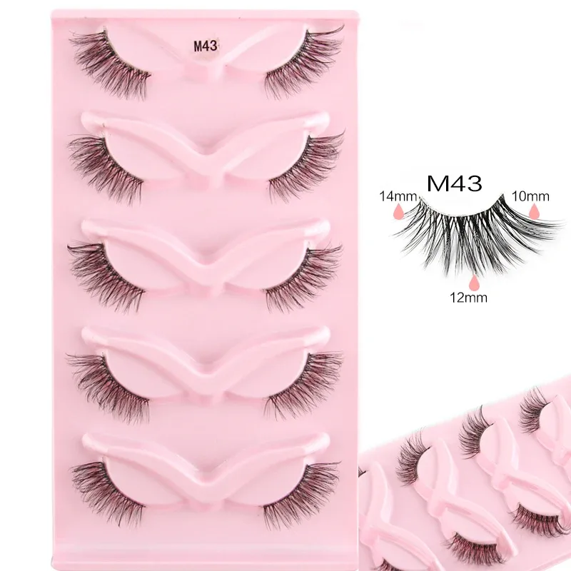Mezze Ciglia Cat Eye Ciglia 3/5/10 Paia Ciglia Finte Soffici Morbide Aspetto Naturale Fascia Trasparente 3D Ciglia di Visone Estensione trucco