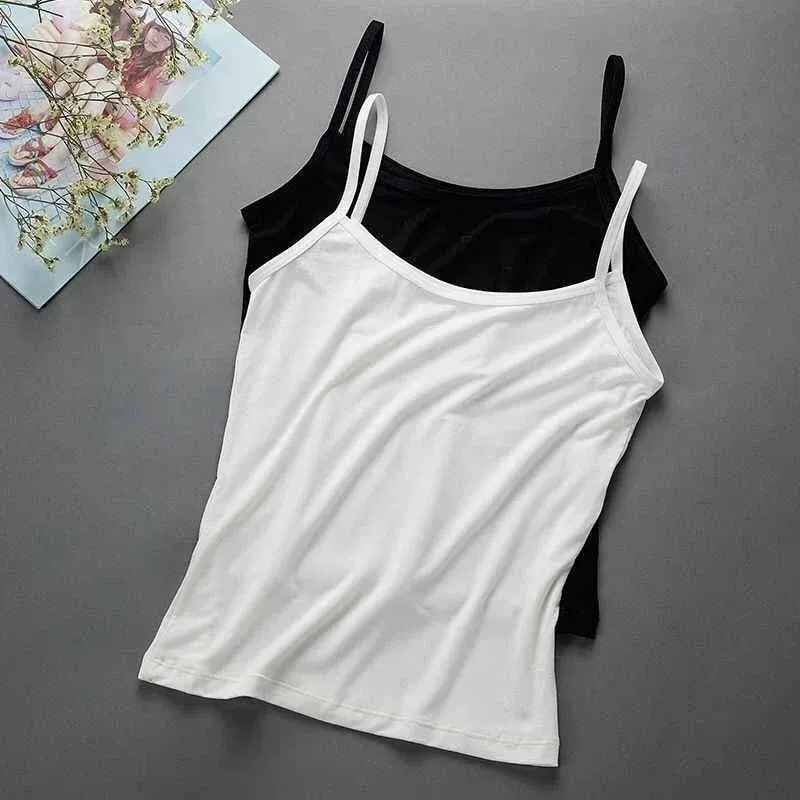 Solid Color Sleeveless Camisole Vest Casual Basic Slim Tank Top All Match Daily Women Summer Fashion Streetwear Tops Underwear