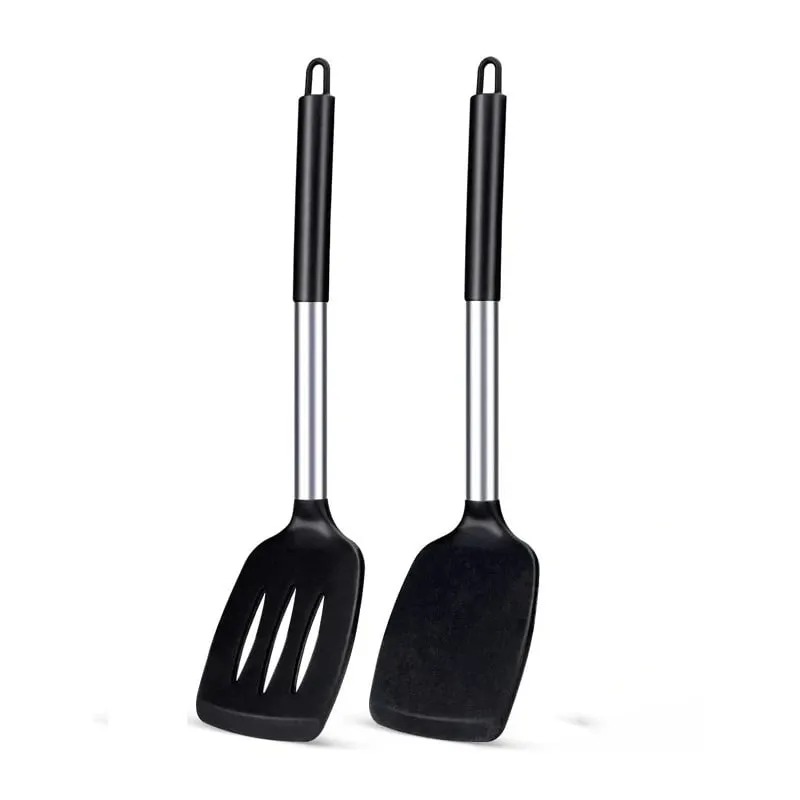 2 ชิ้นชุดไม้พายซิลิโคนทนความร้อน Nonstick ไม้พายสเต็กครัวทำอาหารเครื่องครัวชุดเครื่องมือทำอาหารชุดไม้พาย — image 2