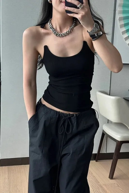 ผู้หญิง Ypro Ribbed สายรัดที่มองไม่เห็นเสื้อกล้าม Camis Tee — image 7