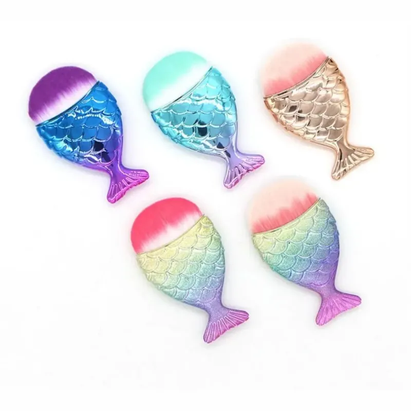 Soft Colorful Fish Tail Shape Makeup Brush Mermaid Face Blush Powder Brush Multi-Function Nail Brush Cosmetic Brushes Tool — image 4