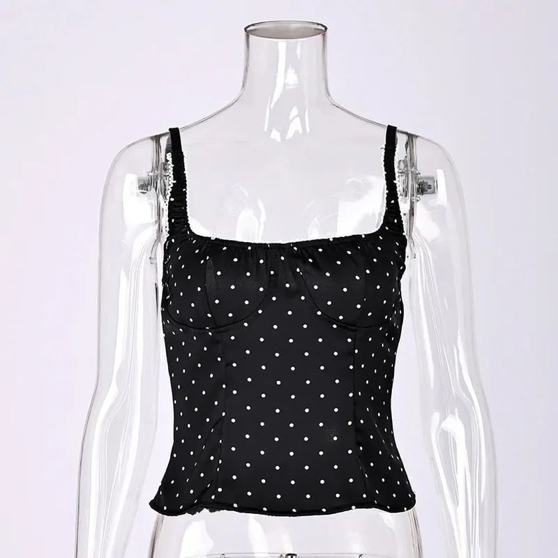 Linad – débardeur Sexy dos nu à pois, élégant, bretelles Spaghetti en dentelle, Camis Street Chic, gilet sans manches pour femme, été 2025 — image 5