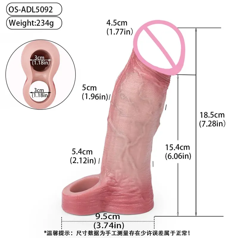 Penis Extender Device Cover Sleeve Girth Enhancement Pleasure Dildo Sheath Adult Sex Toys For Men Reusable Condom 18+ — image 16