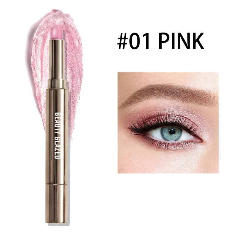 10 สี Double Ended Eye Shadow Stick พร้อมแปรงฟองน้ำ Pearlescent อายแชโดว์ยาวนานปากกา Contouring แบบพกพาแต่งหน้าเครื่องสำอาง