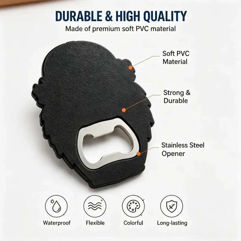Apribottiglie in PVC personalizzato Logo personalizzato Apri birra in gomma morbida Regalo promozionale personalizzato Portachiavi strumento Portachiavi souvenir — image 3