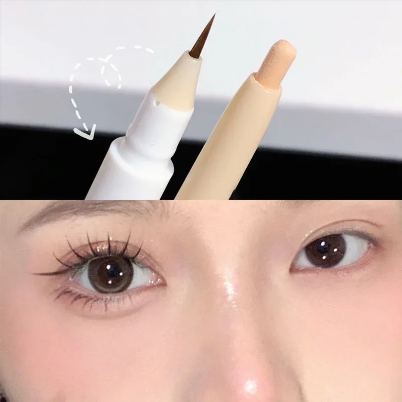 Stylo d'ombre à paupières liquide 2 en 1, crayon à paupières Ultra scintillant, maquillage coréen durable pour les yeux, stylo Gel à pigments à haute brillance, ver à soie
