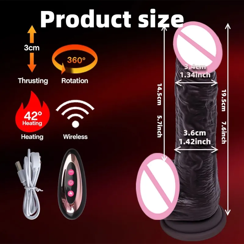 Vibrador realista telescópico homem pau empurrando vibratório pênis grande galo girando brinquedo sexual para mulher realista pênis vibrador — image 9