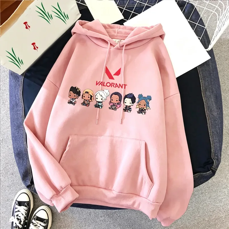 Valorant Anime 2D Print męska bawełniana bluza z kapturem Casual sweter oversize popularna odzież uliczna modna bluza Trend odzież męska — image 7