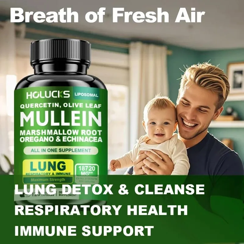 Viên nang chiết xuất từ lá Mullein cao cấp với Vitamin C Hỗ trợ long đờm Làm dịu đường thở & Giảm kích ứng Sức khỏe phổi — image 5