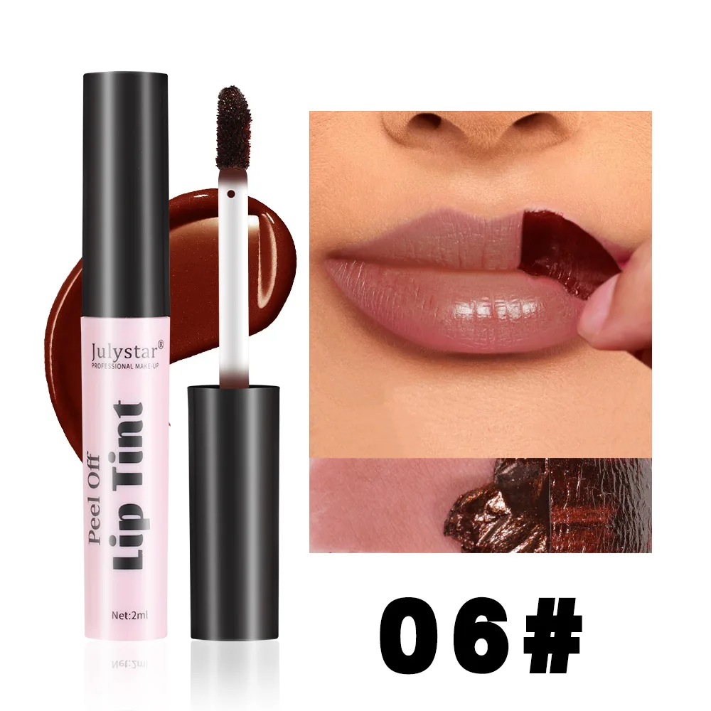 Julystar Peel Off Liquid ลิปสติก 6 สีกันน้ำ Lasting Matte Pink Lip Gloss Moisturizer Tear-off Lip Stain เครื่องสำอางค์แต่งหน้า