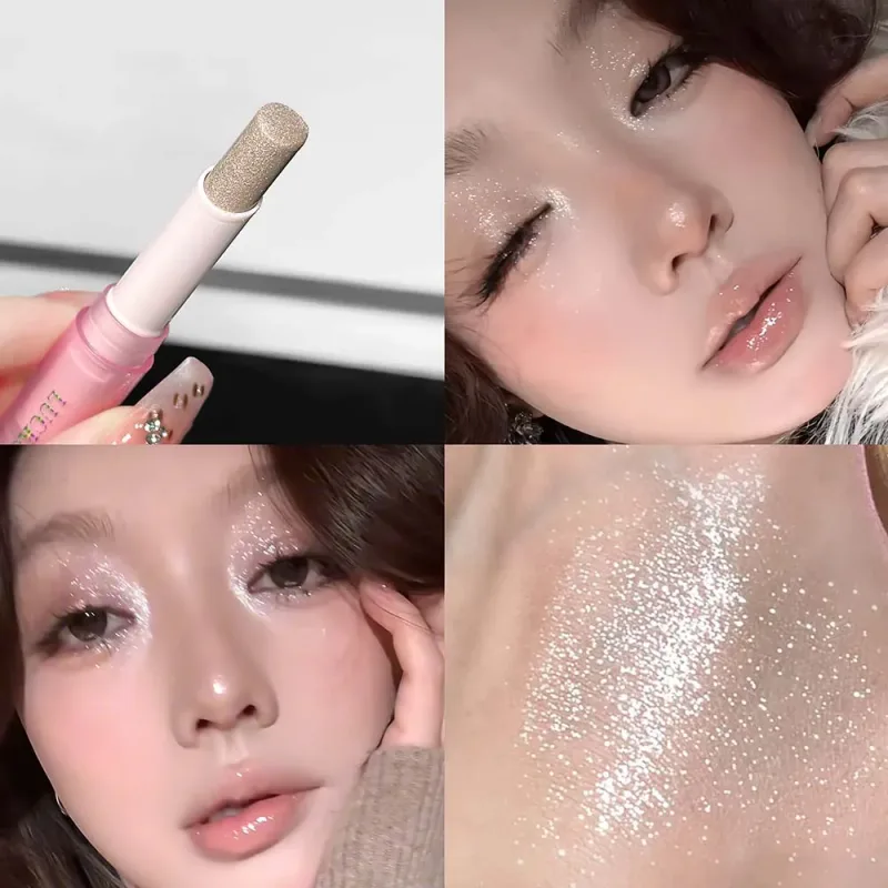 Funkelnder wasserfester Lidschatten-Textmarker, blauer Diamant-Gelee-Lidschattenstift, glitzernder rosa lila Lidschatten, erhellt das Make-up — image 12