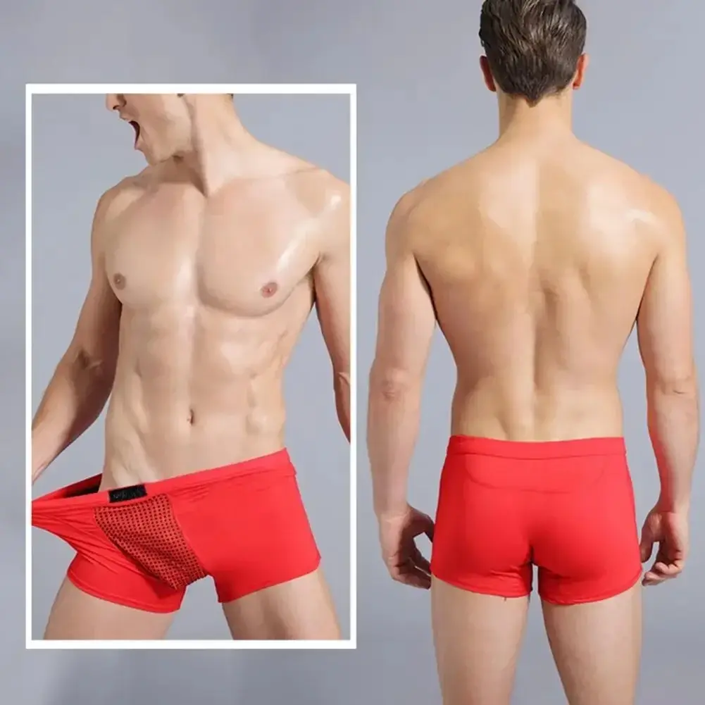 Boxer da uomo Assorbimento del sudore U Convesso Magnetico Biancheria intima fisiologica Massaggio Tinta unita Plus Size Mutande da uomo Abbigliamento interno Cl — image 13
