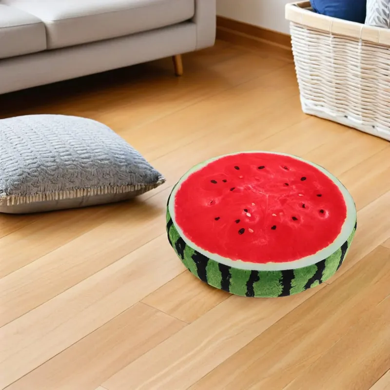 Görögdinnye formájú párna 3D valósághű design puha, kényelmes dekoratív dobópárna nappaliba, hálószoba kanapé ülőgarnitúra — image 3